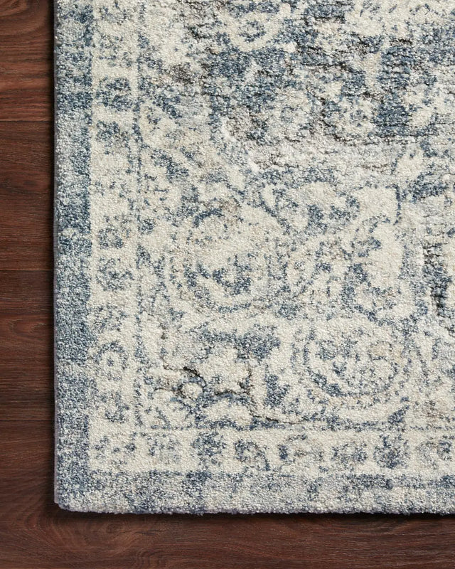 Loloi Theory Thy-02 Ivory/Blue Rugs - corner on wood