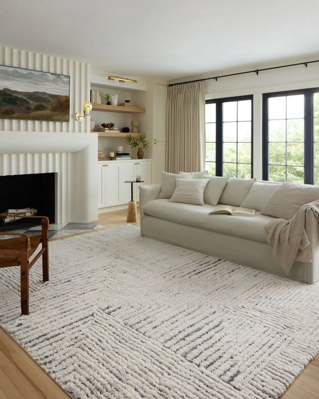 Loloi Levitt Shag Lev-02 Ivory/Grey Rug - room scene 3