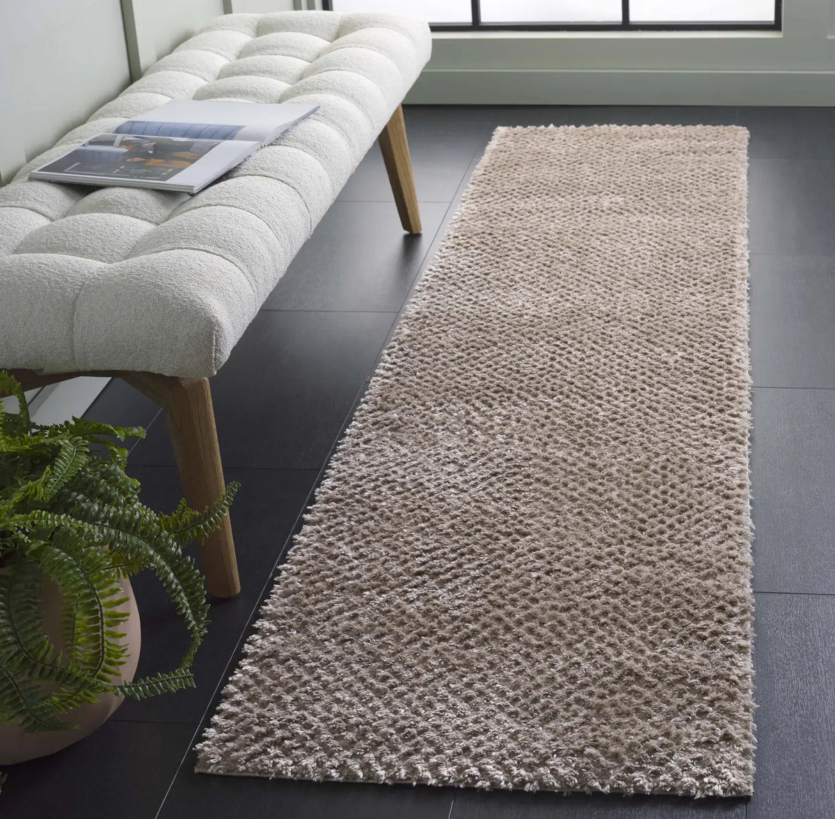 Safavieh Penelope Shag 2'-0" x 8'-0" Rug in Taupe