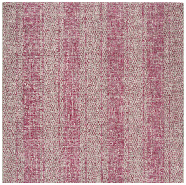 Safavieh Courtyard 6'-7" x 6'-7" Rug in Light Grey / Fuchsia