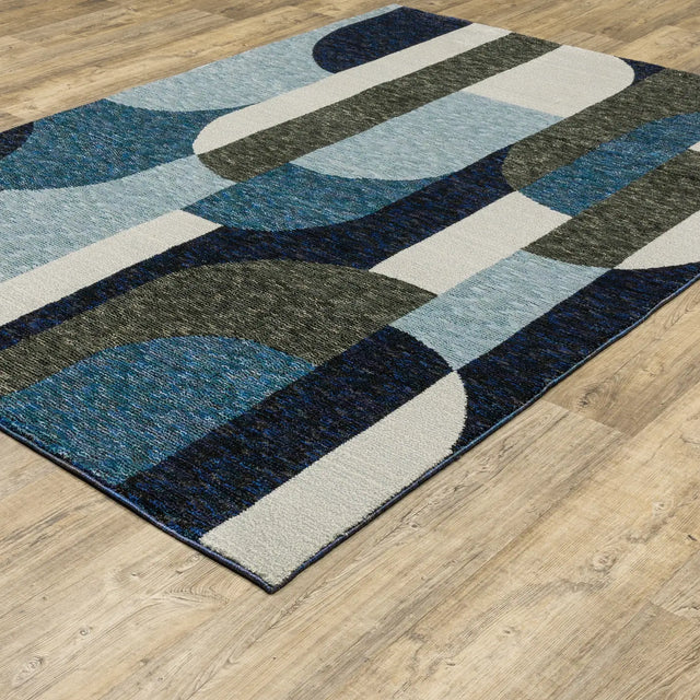Oriental Weavers Sphinx Strada Str03 Blue/ Grey Rugs - angle detail
