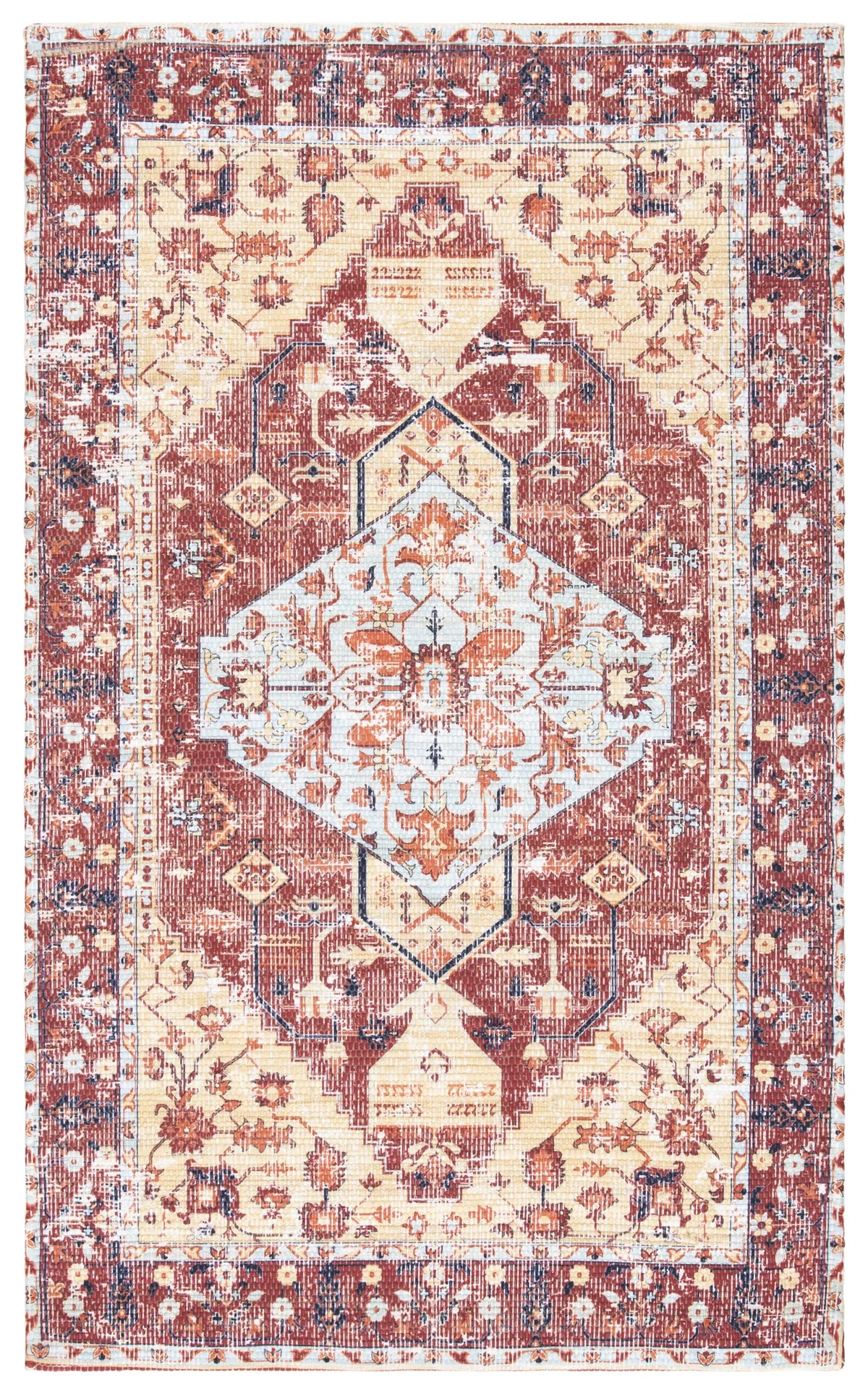 Safavieh Saffron 3'-0" x 5'-0" Rug in Rust / Aqua