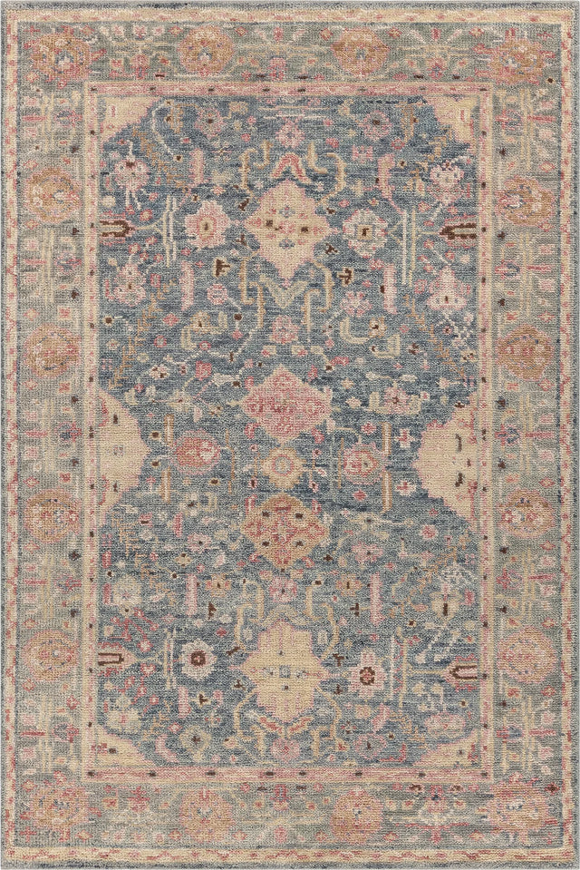 Chandra Wendi WEN-58103 Blue / Gold / Green / Multi rug, flat view