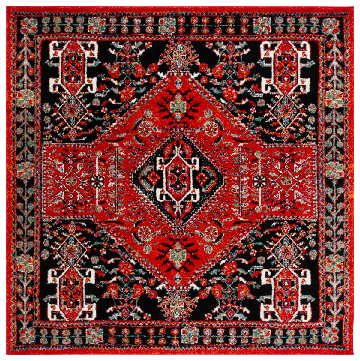Safavieh Vintage Hamadan 6'-7" x 6'-7" Rug in Red / Black