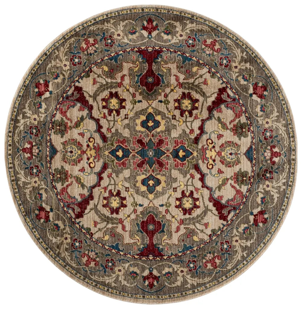 Safavieh Kashan 6'-7" x 6'-7" Rug in Ivory / Taupe