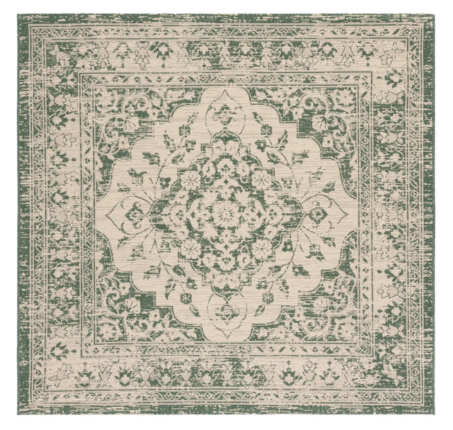 Safavieh Courtyard 6'-7" x 6'-7" Rug in Beige / Dark Green
