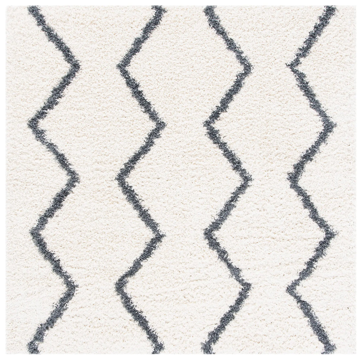 Safavieh Venus Shag 600 6'-7" x 6'-7" Rug in Ivory / Dark Grey