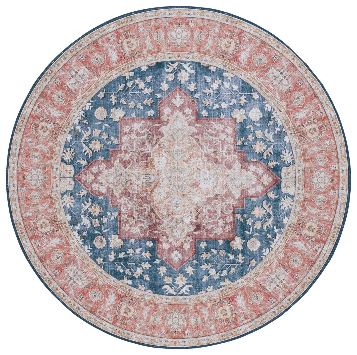 Safavieh Tucson 6'-0" x 6'-0" Rug in Navy / Rust
