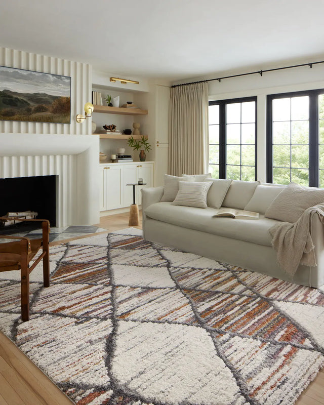 Loloi Levitt Shag Lev-05 Ivory/Fiesta Rug - room scene 3