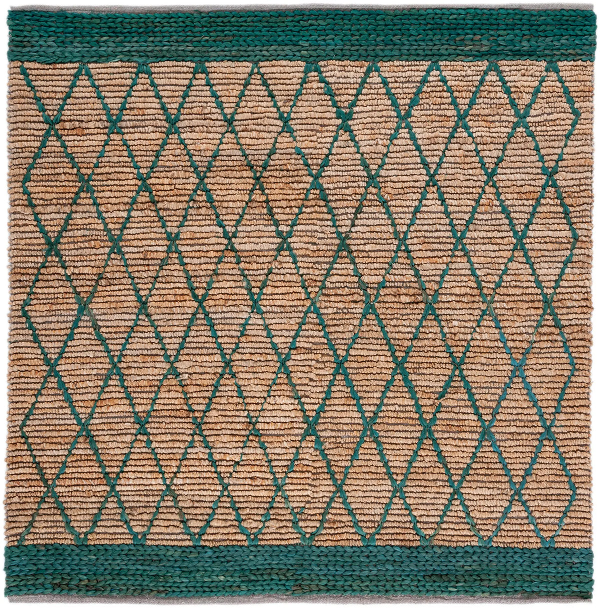 Safavieh Natural Fiber 6'-0" x 6'-0" Rug in Natural / Dark Green