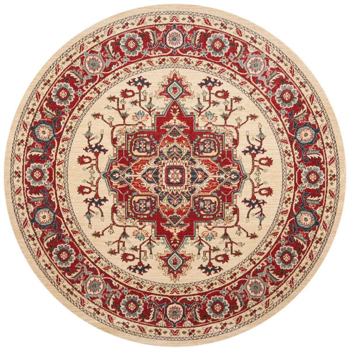 Safavieh Mahal 6'-7" x 6'-7" Rug in Creme / Red