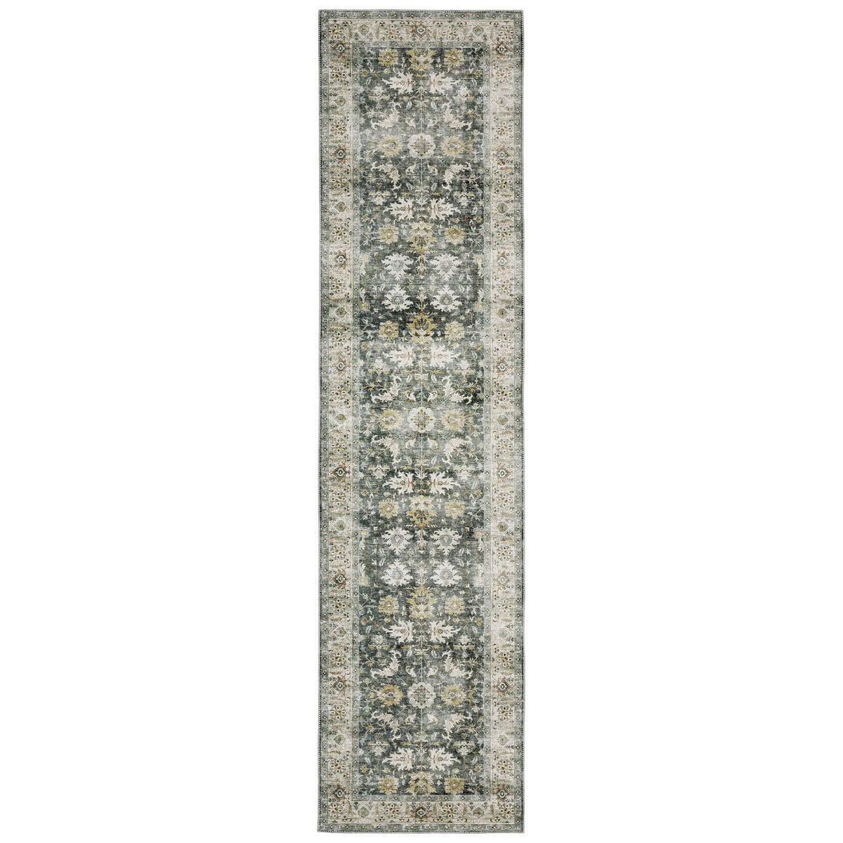 Oriental Weavers Machine Washable Charleston Cha09 Charcoal/ Gold Rug - runner