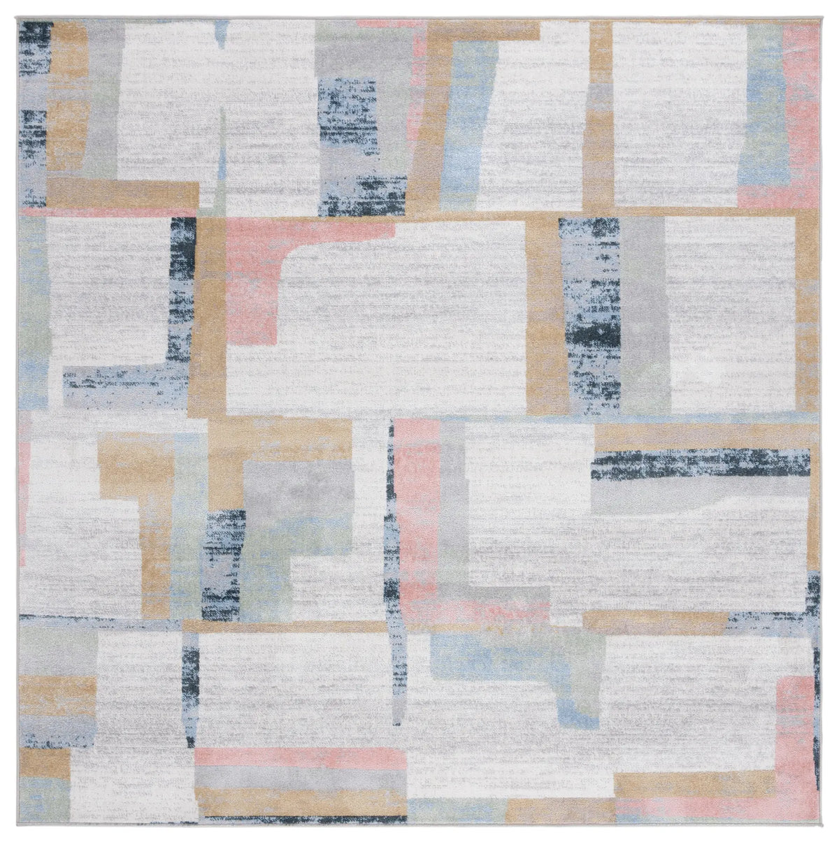 Safavieh Bayside 6'-7" x 6'-7" Rug in Ivory / Blue Rust