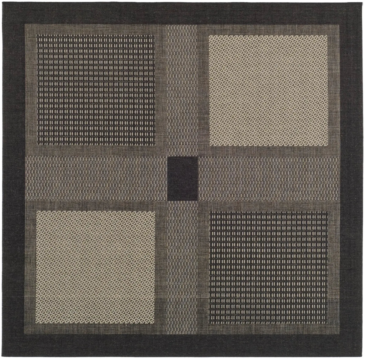Safavieh Courtyard 6'-7" x 6'-7" Rug in Black / Sand