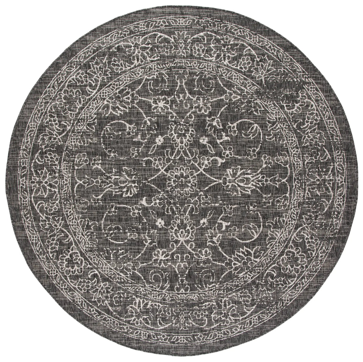 Safavieh Courtyard 6'-7" x 6'-7" Rug in Black / Ivory