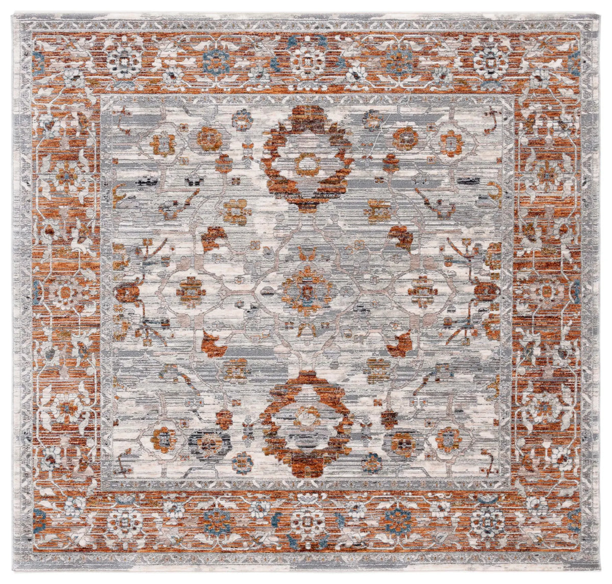 Safavieh Heirloom 700 6'-3" x 6'-3" Rug in Ivory Grey / Rust
