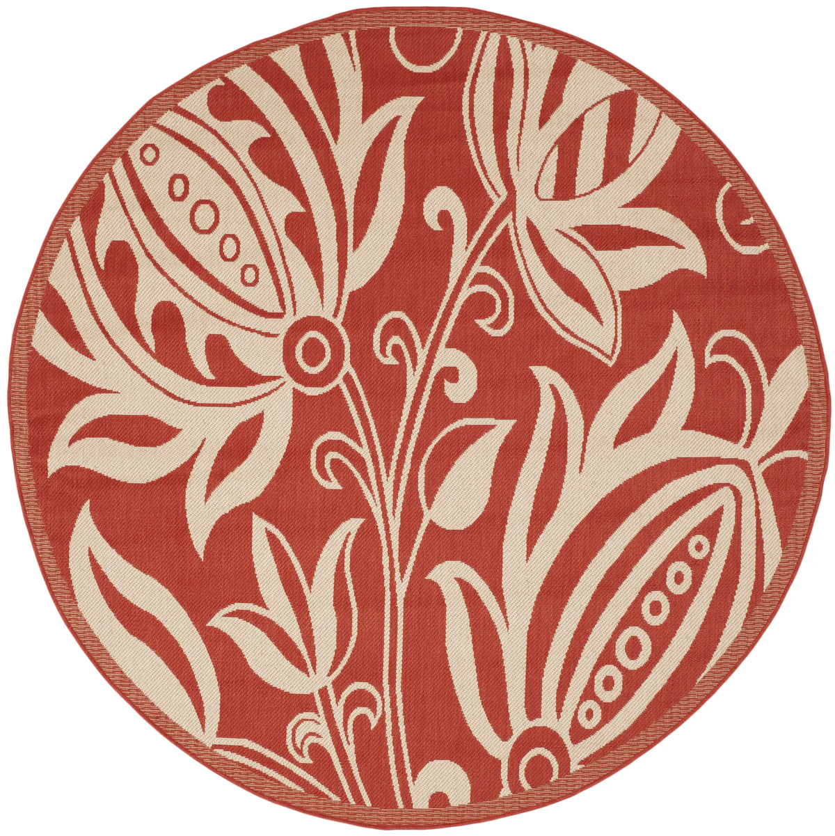 Safavieh Courtyard 6'-7" x 6'-7" Rug in Red / Natural