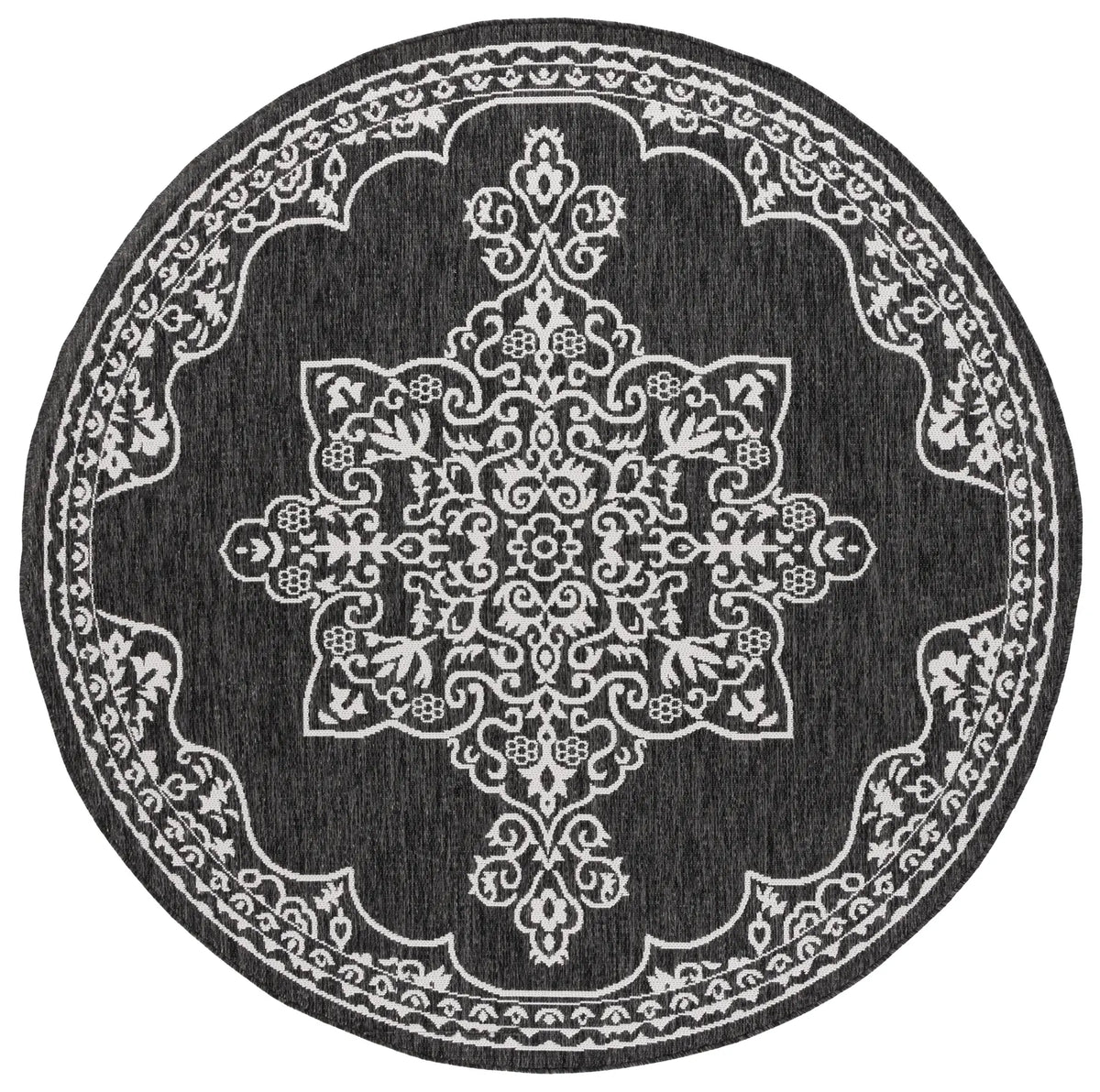 Safavieh Beach House 6'-7" x 6'-7" Rug in Charcoal / Ivory