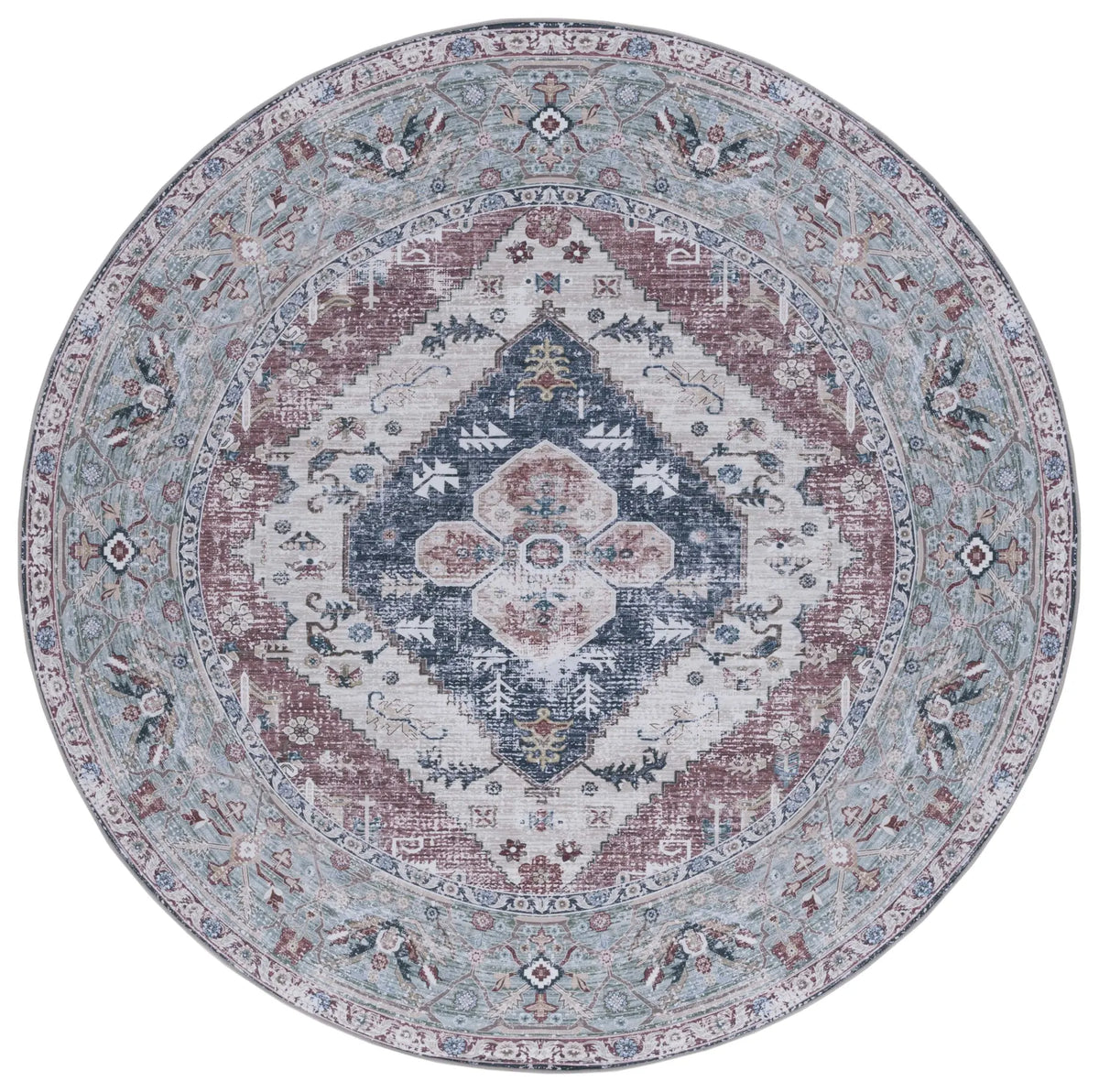 Safavieh Tucson 6'-0" x 6'-0" Rug in Rust / Navy