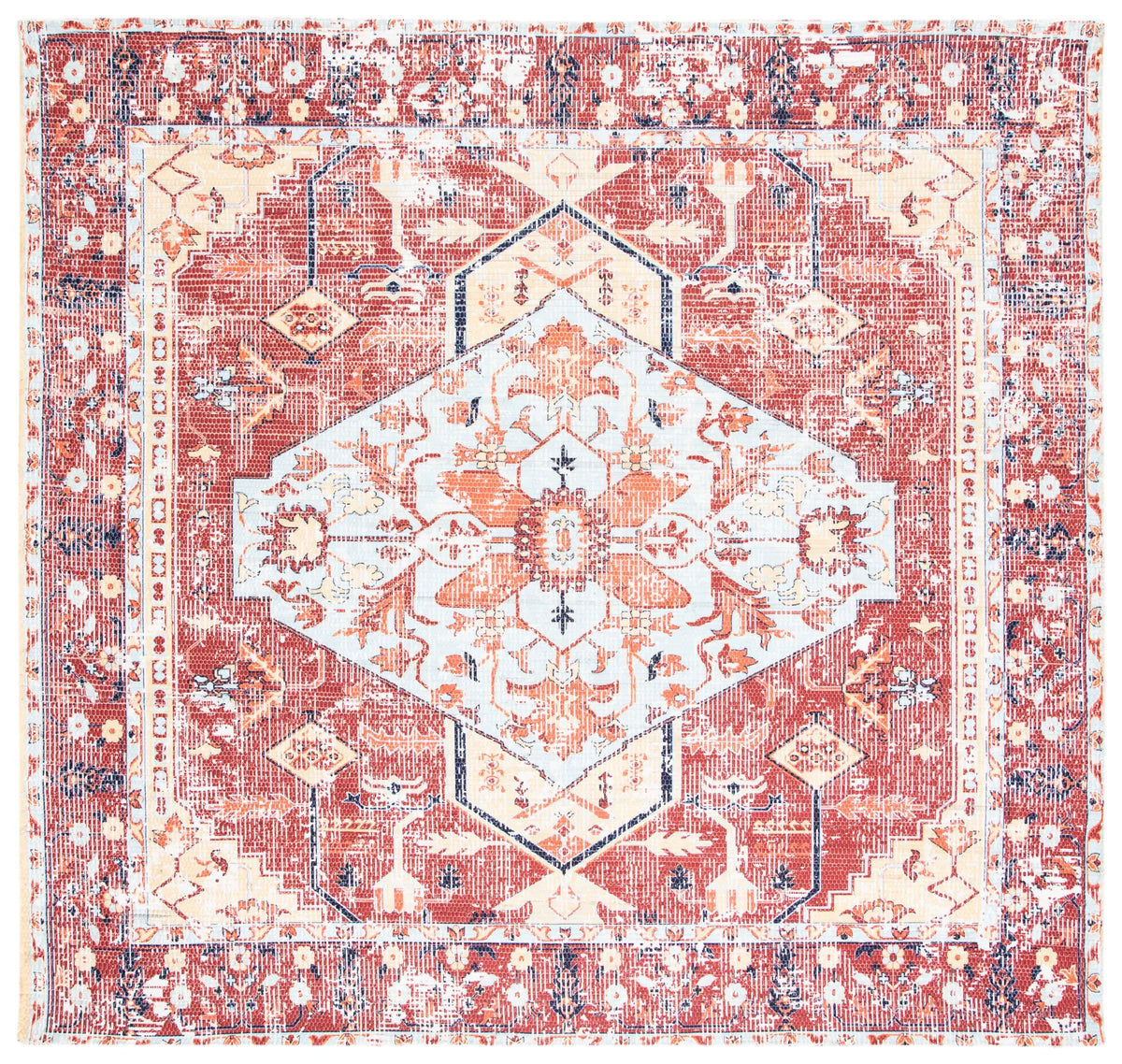 Safavieh Saffron 6'-0" x 6'-0" Rug in Rust / Aqua