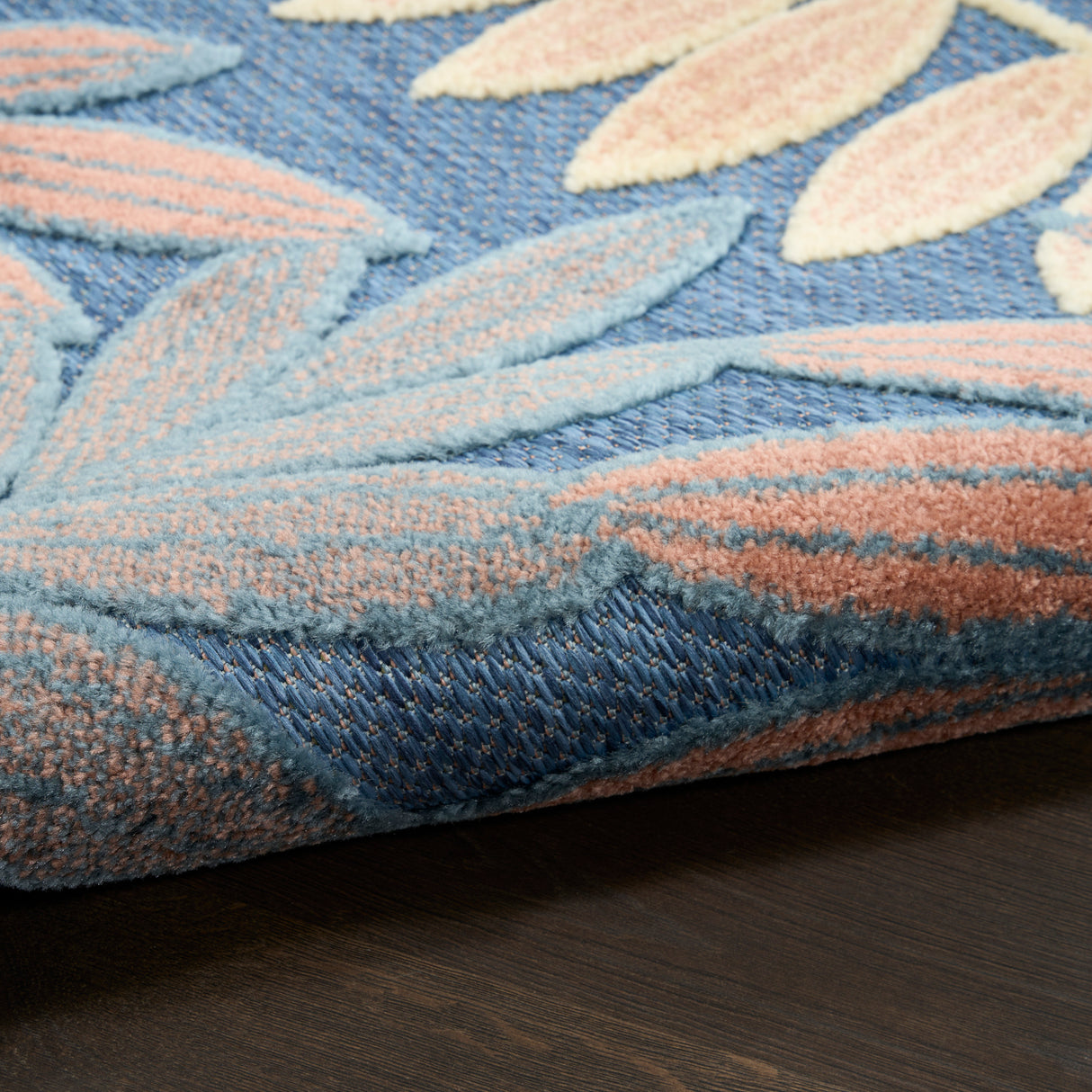 Nourison Aloha ALH18 Machine Made Blue, Rose Rug