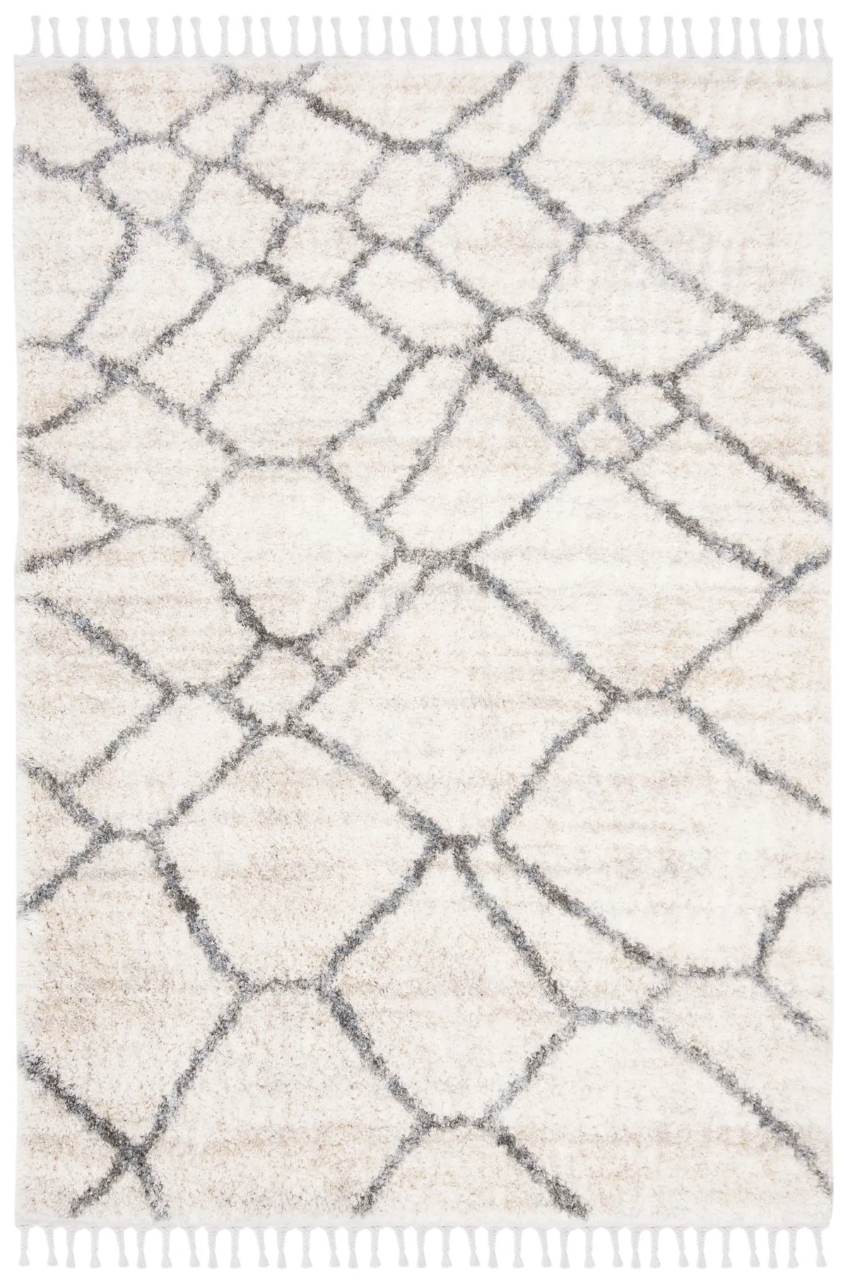 Safavieh Berber Fringe Shag 5'-3" x 7'-6" Rug in Cream / Grey