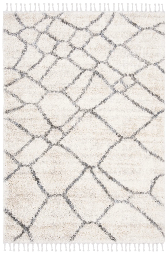 Safavieh Berber Fringe Shag 5'-3" x 7'-6" Rug in Cream / Grey