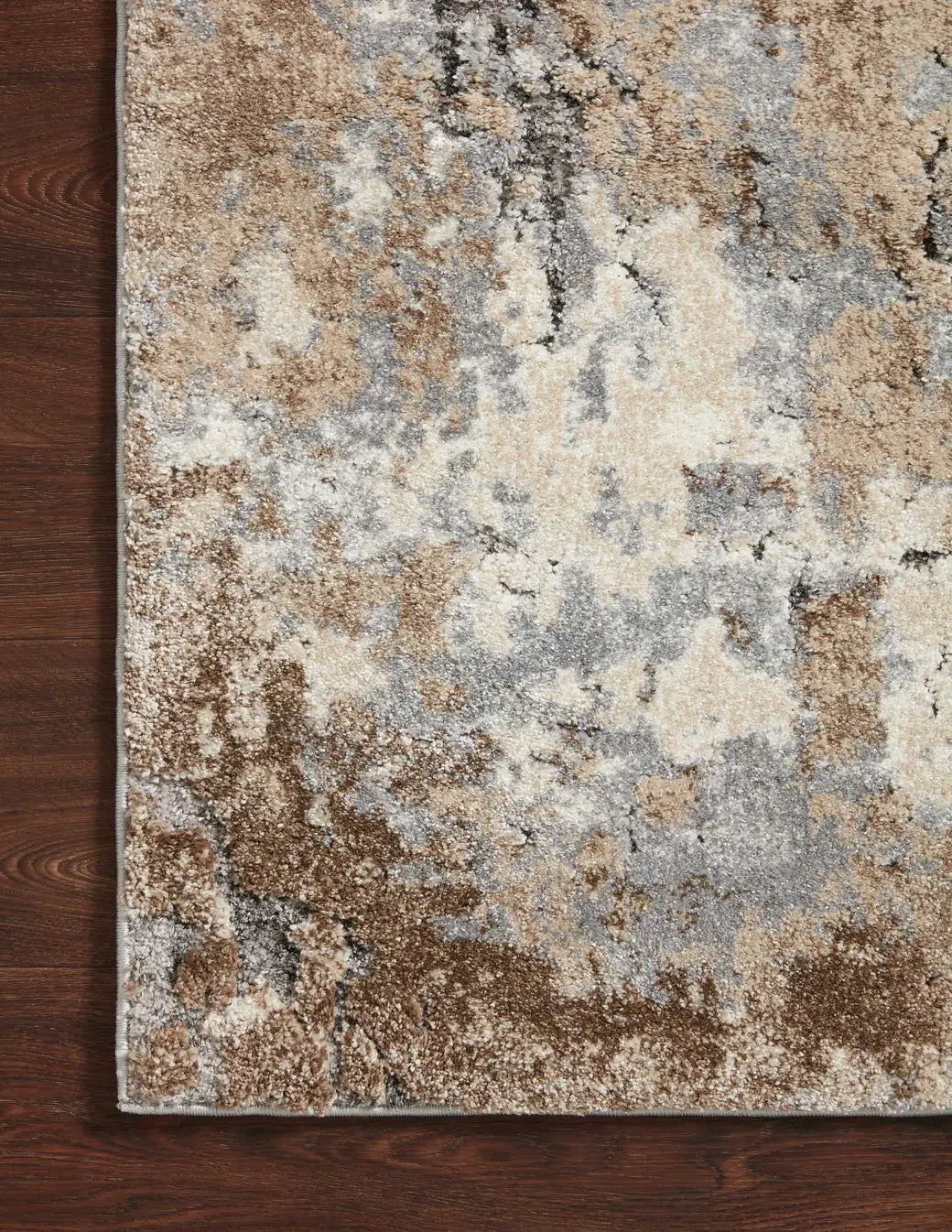 Loloi Theory Thy-09 Dove/Bark Rugs - corner on wood
