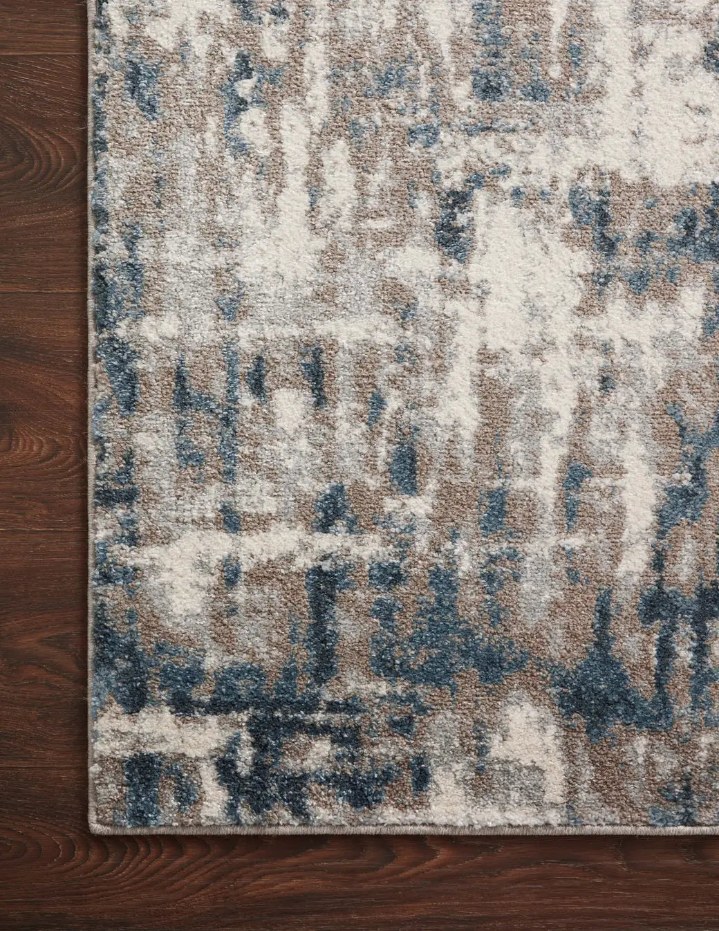 Loloi Spirit Spi-02 Stone/Blue Rugs - corner on wood