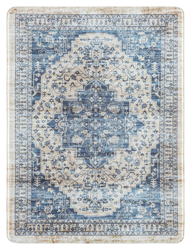 Safavieh Kitchen Mat 100 1'-6" x 2'-0" Rug in Beige / Blue