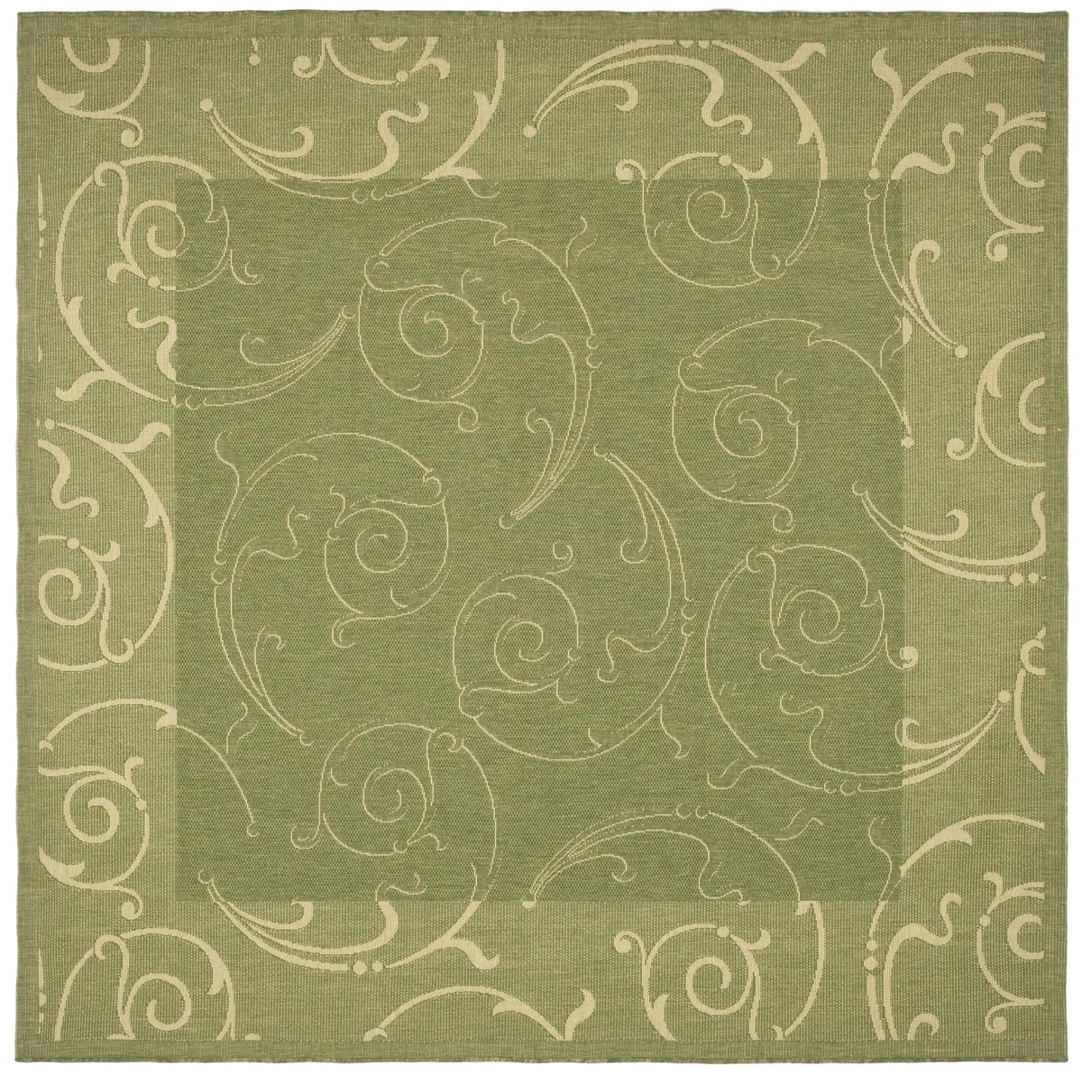 Safavieh Courtyard 6'-7" x 6'-7" Rug in Olive / Natural
