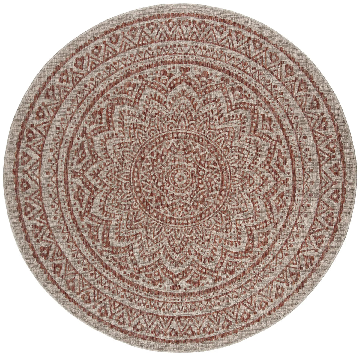 Safavieh Courtyard 5'-3" x 5'-3" Rug in Light Beige / Terracotta