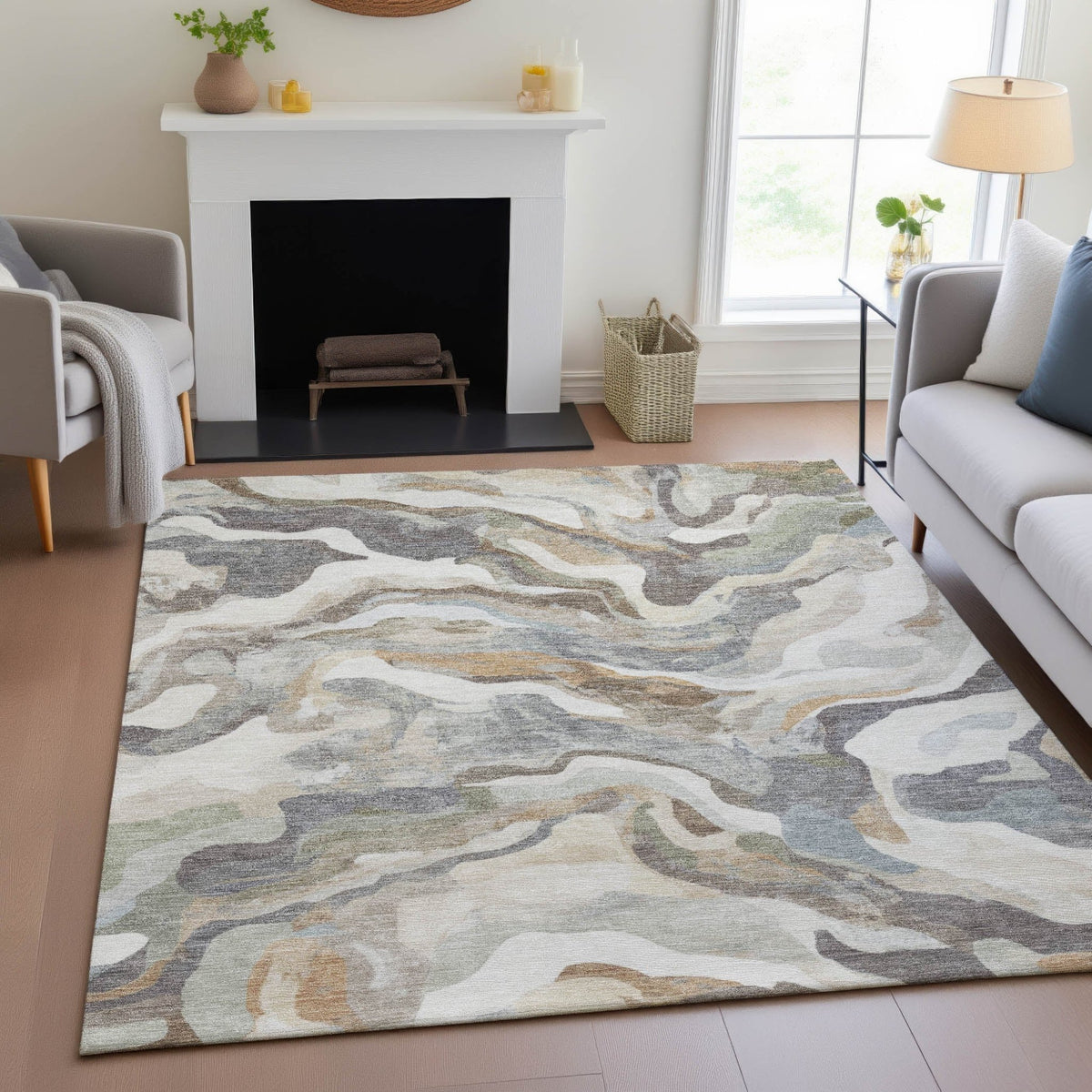 Addison Chantille ACN2162 Modern Machine Made Transitional Khaki Rug