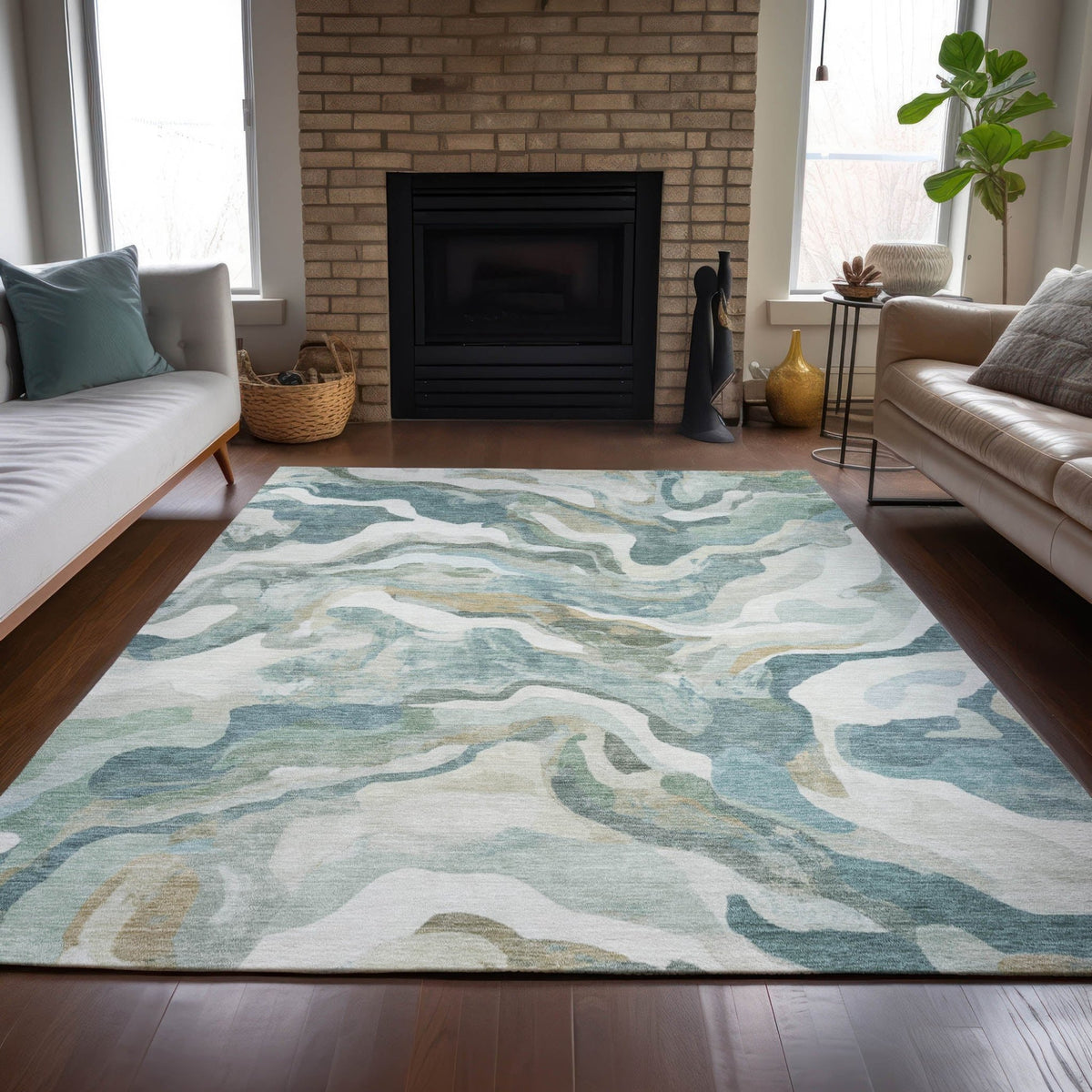 Addison Chantille ACN2162 Modern Machine Made Transitional Teal Rug