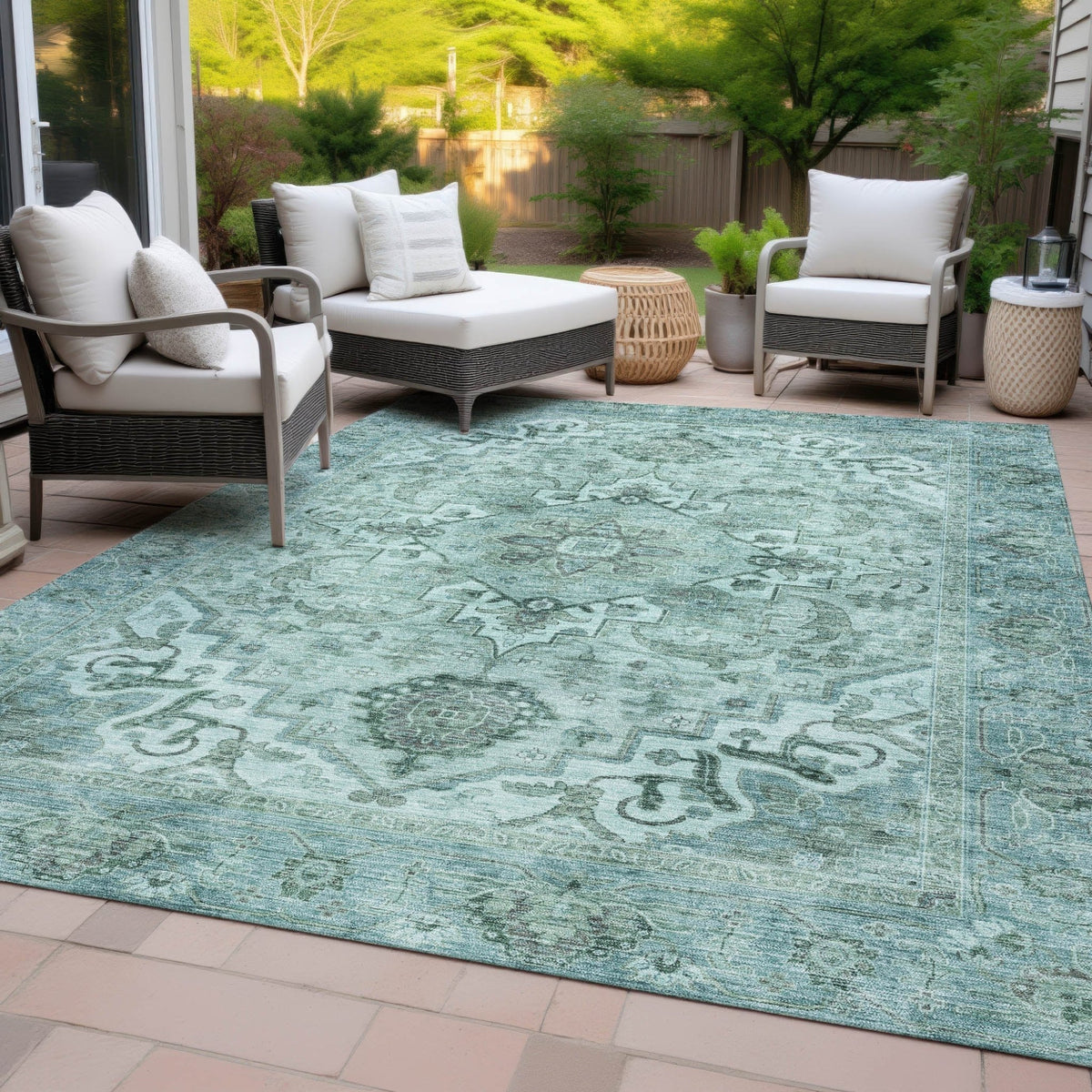 Addison Chantille ACN2164 Global Machine Made Traditional Teal Rug