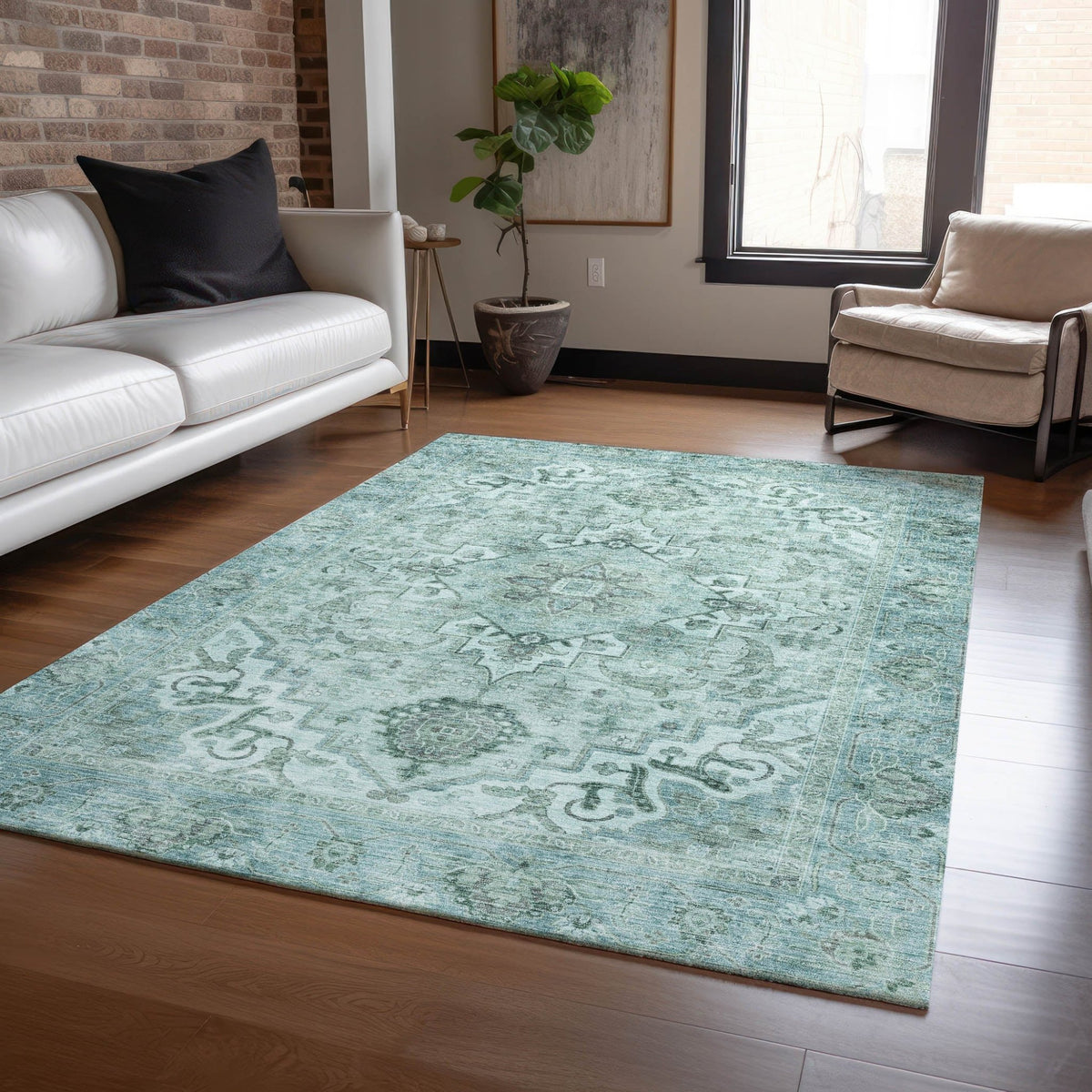 Addison Chantille ACN2164 Global Machine Made Traditional Teal Rug