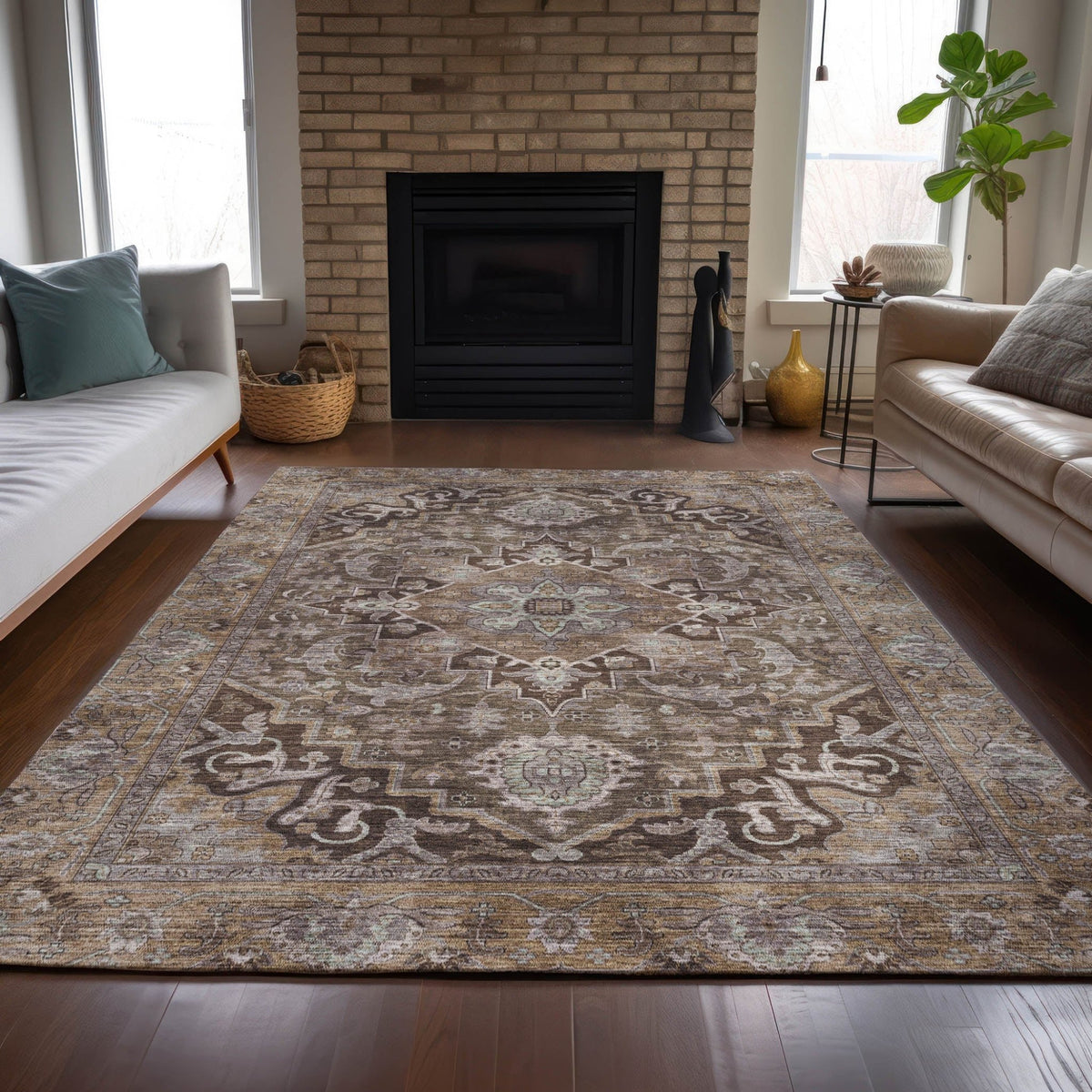 Addison Chantille ACN2165 Global Machine Made Traditional Brown Rug