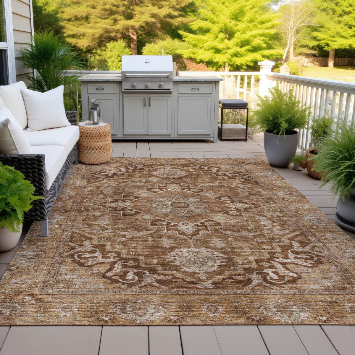 Addison Chantille ACN2165 Global Machine Made Traditional Terracotta Rug