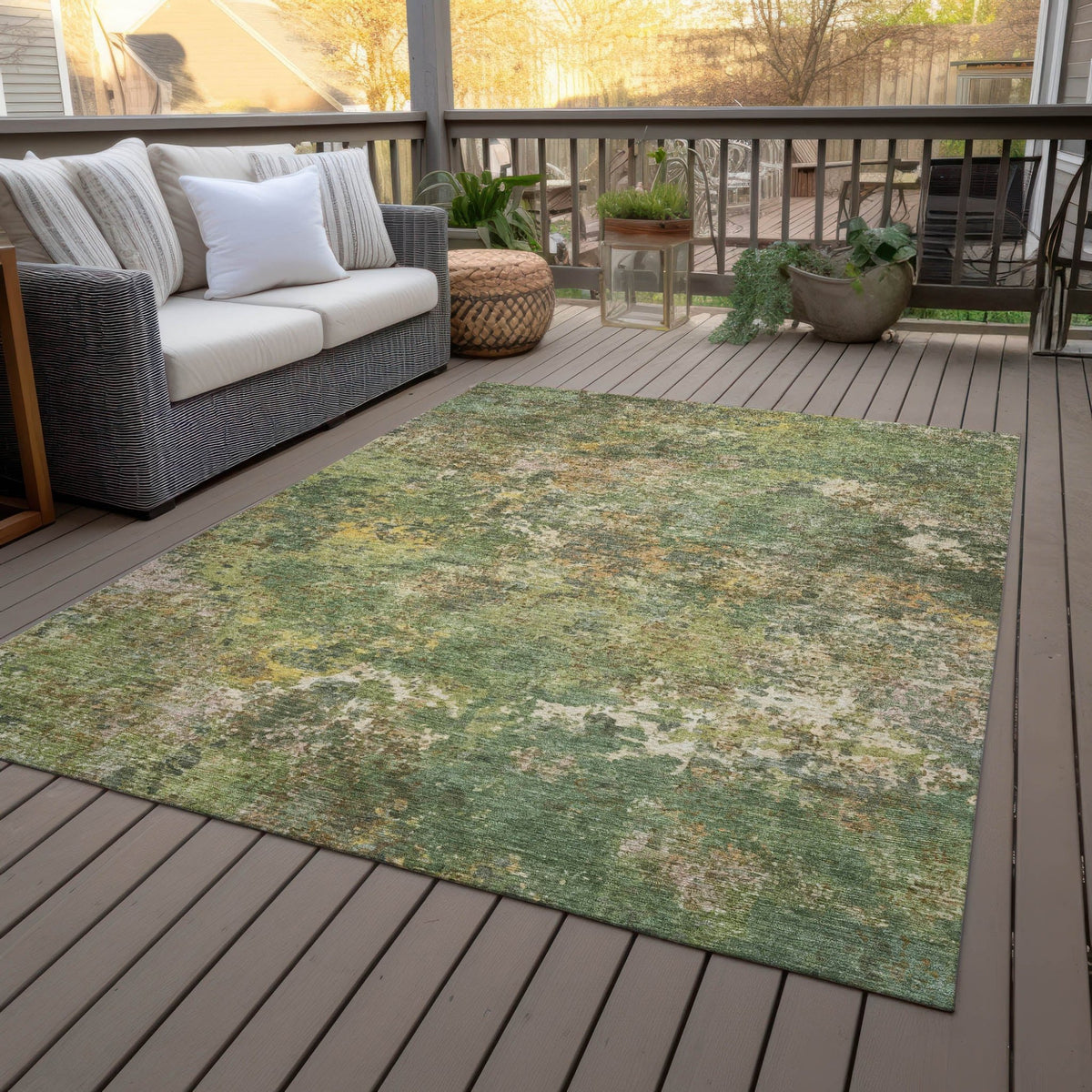 Addison Chantille ACN2166 Abstract Machine Made Transitional Aloe Rug