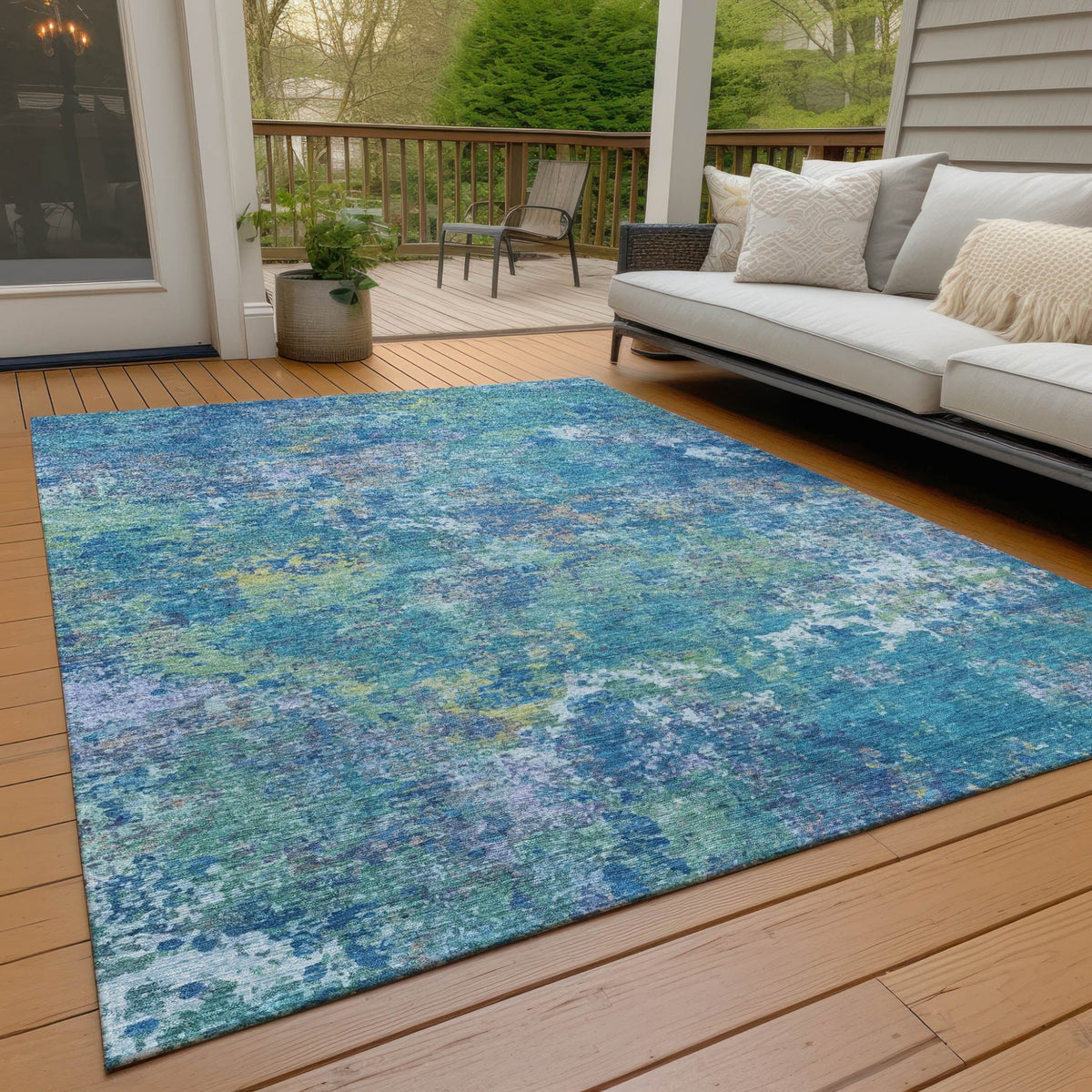 Addison Chantille ACN2166 Abstract Machine Made Transitional Blue Rug