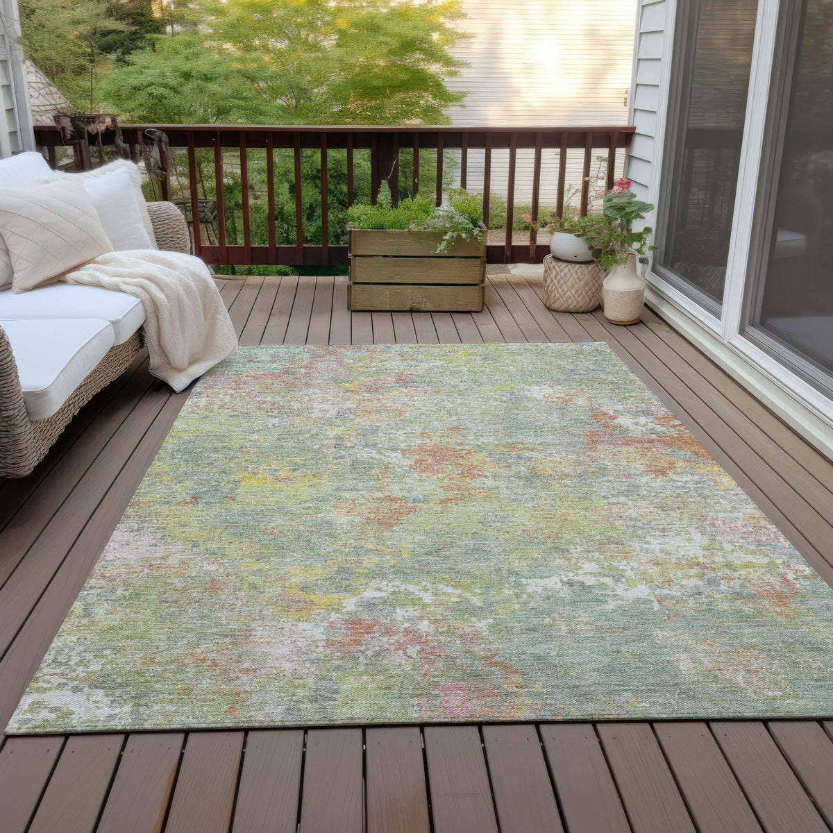 Addison Chantille ACN2166 Abstract Machine Made Transitional Green Rug