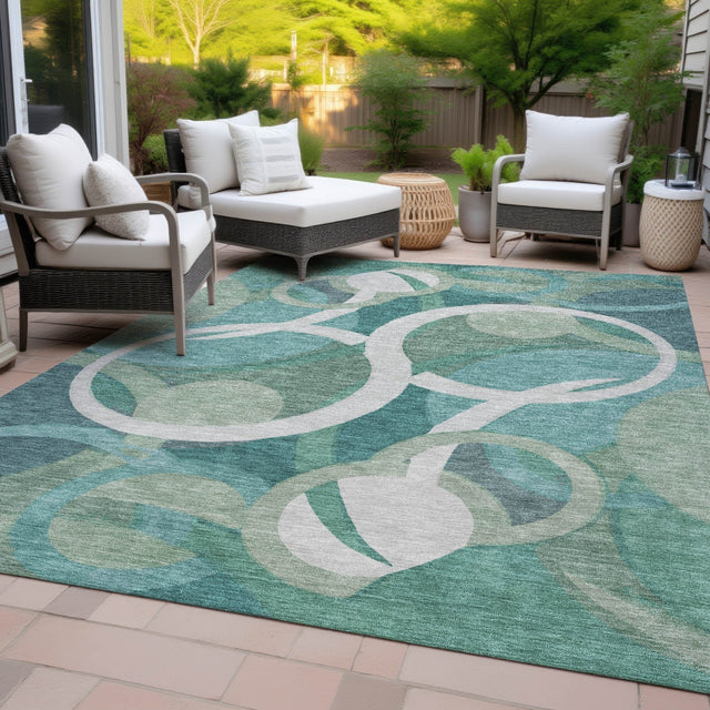 Addison Chantille ACN2167 Geometric Machine Made Transitional Teal Rug