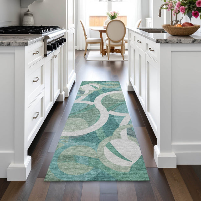Addison Chantille ACN2167 Geometric Machine Made Transitional Teal Rug