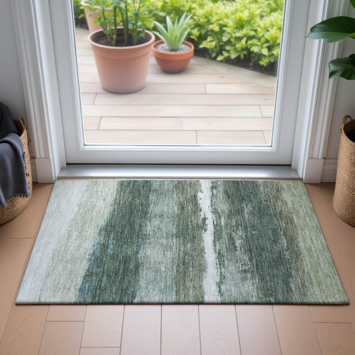 Addison Chantille ACN2169 Stripes Machine Made Transitional Aloe Rug