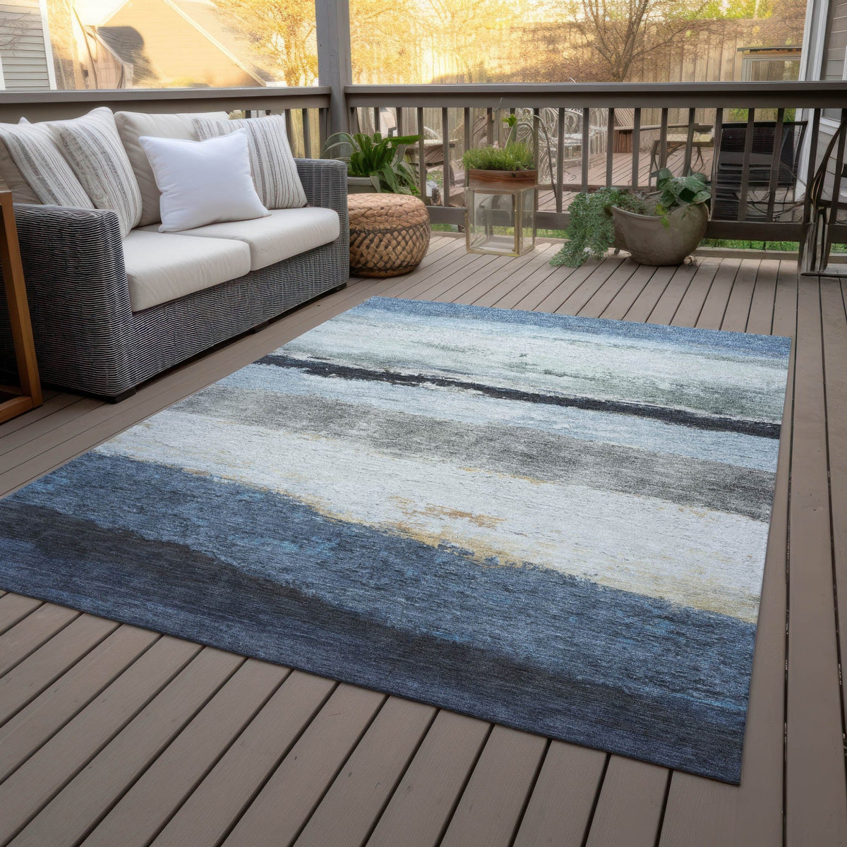 Addison Chantille ACN2169 Stripes Machine Made Transitional Blue Rug