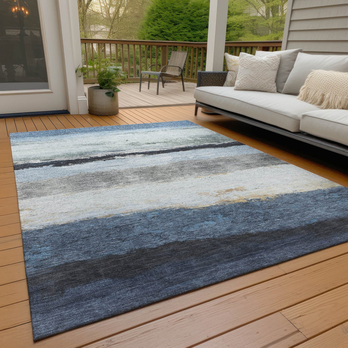 Addison Chantille ACN2169 Stripes Machine Made Transitional Blue Rug