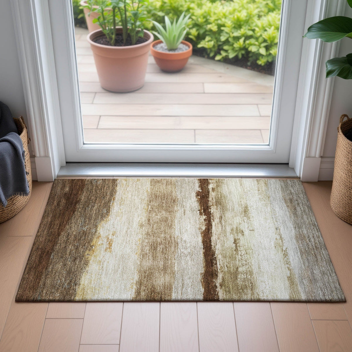 Addison Chantille ACN2169 Stripes Machine Made Transitional Brown Rug