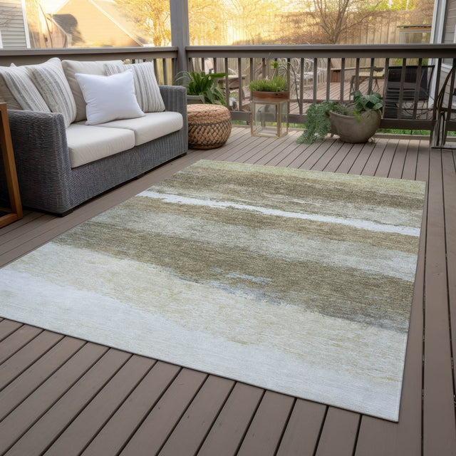 Addison Chantille ACN2169 Stripes Machine Made Transitional Khaki Rug