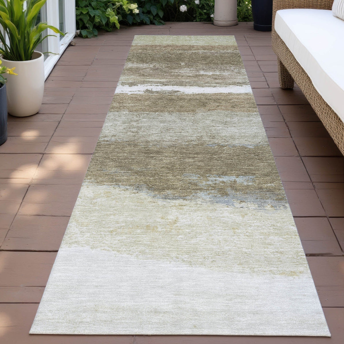 Addison Chantille ACN2169 Stripes Machine Made Transitional Khaki Rug