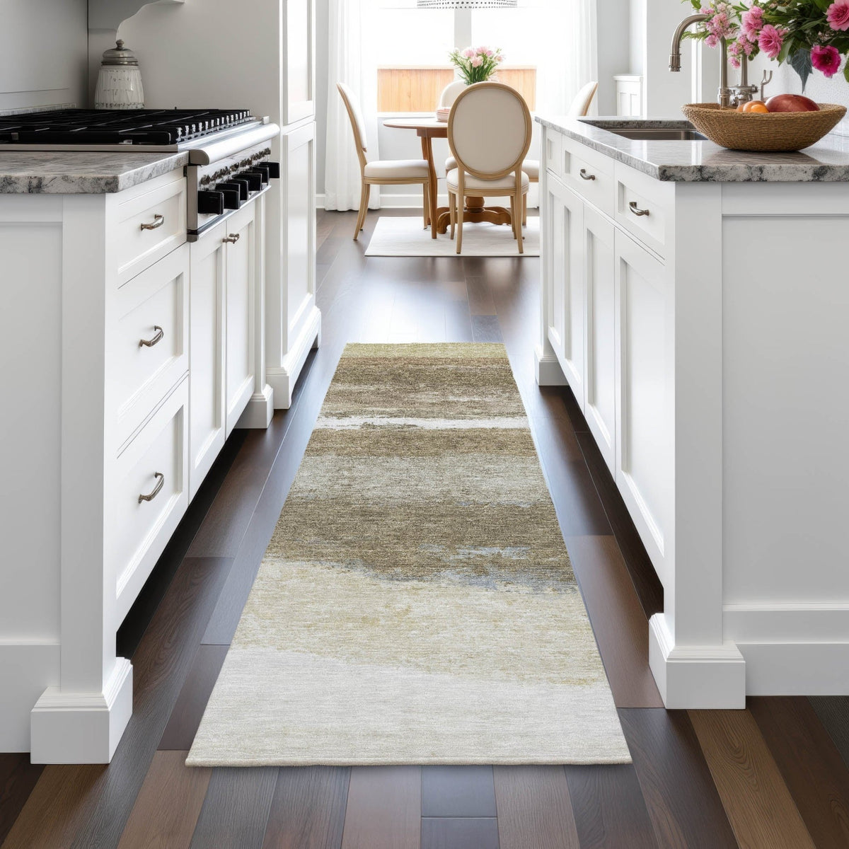 Addison Chantille ACN2169 Stripes Machine Made Transitional Khaki Rug